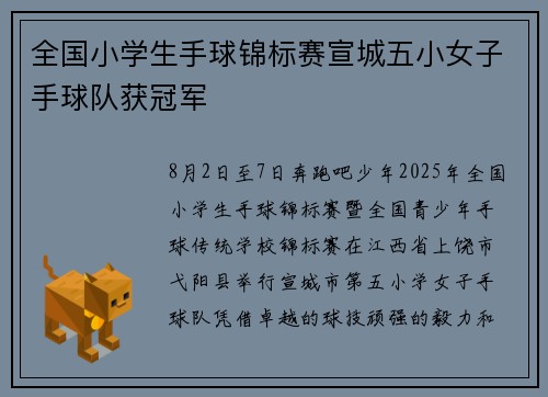 全国小学生手球锦标赛宣城五小女子手球队获冠军